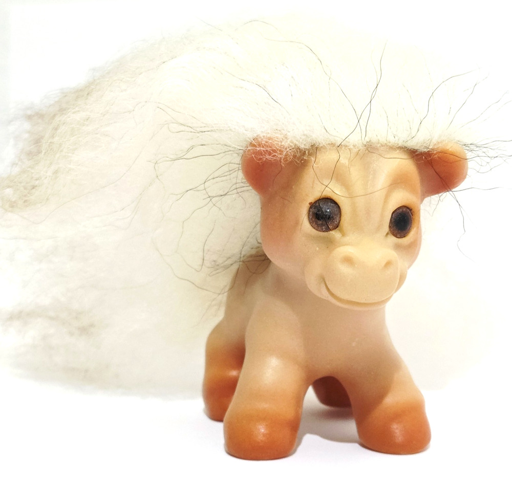 Vintage 1964 DAM Things Troll Pony Horse White Hair Denmark Thomas Dam Rare